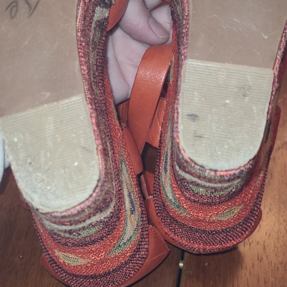 Zodiac Orange Leather Wedge Sandals - Picture 11 of 12
